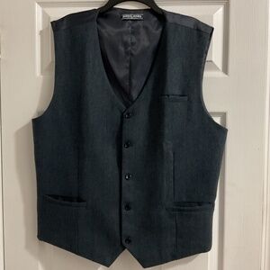 Wool-blend Blue Herringbone Vest, XL, Eclectic Grandpa